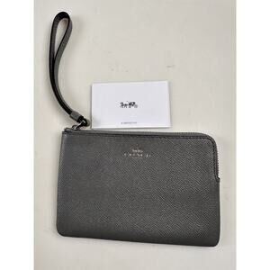 Coach Gray Pebbled Corner Zip Wallet